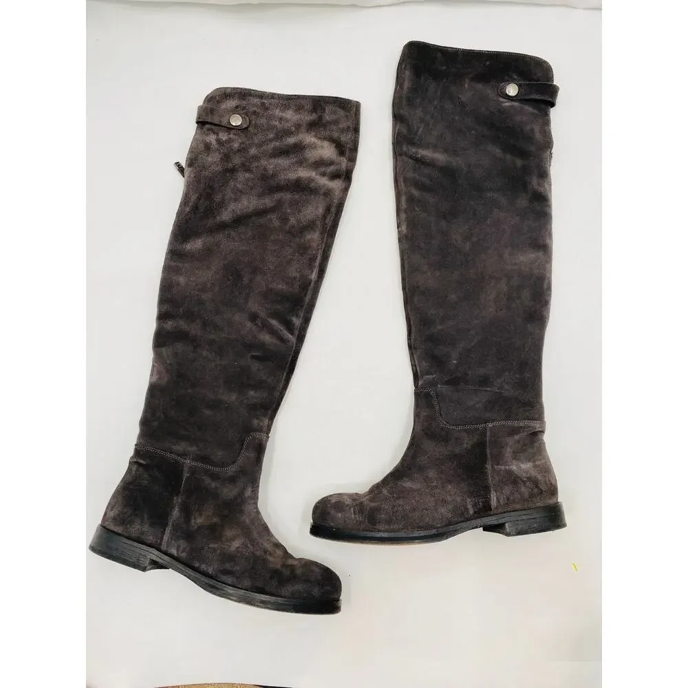 Alberto Fermani Gray Suede Dora Over the Knee boots